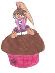  brown_hair colored_pencil_(art) cupcake cupcake_(sugar_bits) cute female fur_trim hair lagomorph lyokofanlatina mammal open_mouth plain_background princess purple_clothing rabbit royalty sketch skirt smile solo sugar_bits tongue visual_pun white_background 