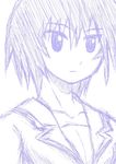  azumanga_daiou collarbone expressionless hirokaze kagura_(azumanga_daiou) monochrome school_uniform serafuku short_hair sketch solo upper_body 