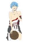  1boy basketball basketball_uniform blue_eyes blue_hair clothed_erection cum erection erection_under_clothes facial kuroko_no_basuke kuroko_tetsuya nipples sportswear 