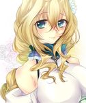  blonde_hair bodysuit braid breasts flower green_eyes hair_flower hair_ornament haruki_rise kyoukaisenjou_no_horizon large_breasts long_hair mary_stuart scar single_braid smile solo 