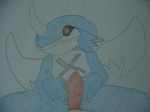  blue bulge cl digimon dragon exveemon plain_background scalie smile speedo underwear white_background 