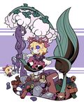  bow building_block button_eyes car corded_phone cup cymbals doll dress drum elephant flower ground_vehicle hair_bow hair_ribbon highres horse instrument kuchibashi_(9180) leaf lily_of_the_valley medicine_melancholy monkey motor_vehicle multiple_girls phone poison purple_eyes ribbon robot short_hair skirt smile stuffed_animal stuffed_toy su-san teacup teapot teddy_bear touhou toy train trumpet winding_key wings 