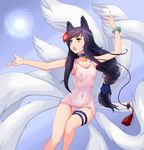  ahri animal_ears areola garter school_swimsuit see_through swimsuits tail 