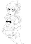  apron bad_id bad_pixiv_id cameo china_dress chinese_clothes closed_eyes cosplay crossdressing dress frown greyscale hakuryuu_(inazuma_eleven) inazuma_eleven_(series) inazuma_eleven_go lineart long_hair macross macross_frontier male_focus monochrome niangniang shuu_(inazuma_eleven) smile solo tobi_(one) waitress white_background 