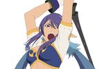  :o arms_up artist_request blue_hair judith long_hair official_art open_mouth pointy_ears polearm purple_eyes sidelocks solo spear tales_of_(series) tales_of_vesperia twintails weapon white_background 