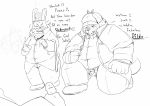  2018 96panda anthro balls bear clothing duo english_text erection eyes_closed eyewear flaccid glasses hat humanoid_hands lagomorph male mammal overweight overweight_male pants penis rabbit sherlock_holmes shirt simple_background text 