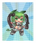  blush chibi copyright_request green_eyes green_hair looking_at_viewer open_mouth personification sankuma smile solo 