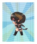  black_hair blue_eyes chibi copyright_request horns looking_at_viewer looking_back sankuma short_hair solo tail thighhighs usb wings 