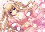  blonde_hair dress flowers long_hair nishimata_aoi purple_eyes rose 