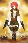  alternate_costume boots buzz copyright_name dual_wielding gun holding iria_animi machine_pistol open_clothes open_shirt parody red_hair resident_evil scarf shirt short_hair tales_of_(series) tales_of_innocence thighhighs very_short_hair weapon yellow_background 