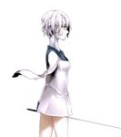  amputee arisaka_ako bad_id bad_pixiv_id bandages copyright_request short_hair silver_hair solo yellow_eyes 