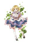  :d ascot blue_skirt blush capelet full_body green_eyes looking_at_viewer mary_janes mizuhashi_parsee nikoro open_mouth pointy_ears shoes simple_background skirt smile solo standing touhou white_background white_legwear 