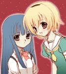  blonde_hair blue_eyes blue_hair bow furude_rika higurashi_no_naku_koro_ni hijiri_ruka houjou_satoko lowres multiple_girls pink_bow red_eyes 