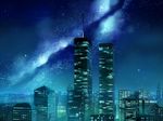  landmark new_york night night_sky no_humans original scenery seo_tatsuya sky twin_towers wallpaper 