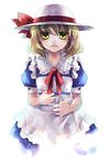  apron bad_id bad_pixiv_id blonde_hair crying crying_with_eyes_open dress hat kana_anaberal puffy_sleeves ribbon solo tears touhou touhou_(pc-98) yellow_eyes yoko_(shiocolor) 