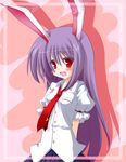  animal_ears blush bunny_ears fuji_tooya long_hair purple_hair reisen_udongein_inaba shirt solo touhou 