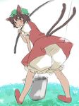  :&lt; animal_ears bloomers brown_hair bucket cat_ears chen earrings fishing fishing_rod hat holding holding_fishing_rod jewelry mugishima_orie short_hair solo touhou underwear white_bloomers 