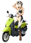  artist_request blonde_hair boots brown_eyes goggles ground_vehicle helmet highres megane_(doku_666) motor_vehicle original scooter short_hair smile solo vespa yellow_eyes 