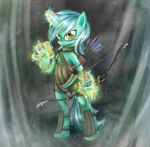 amazing anthro anthrofied armor arrow bow_(weapon) collar equine female friendship_is_magic fur green_fur horn horse looking_at_viewer lyra lyra_heartstrings_(mlp) magic mammal munadrake my_little_pony pony ranged_weapon solo unicorn weapon 