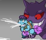  anal balls cum cum_everywhere cum_from_mouth cum_in_ass cum_in_mouth cum_inside cum_on_balls cum_through duo erection gengar male male/male messy nintendo pawn penis pok&eacute;mon pok&eacute;mon_(species) red_eyes size_difference smile squirtle video_games 