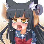  animal_ears arekishi cat_ears fellatio open_mouth oral sweat tongue yellow_eyes 