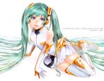 bad_id bad_pixiv_id blue_eyes boots character_name elbow_gloves gloves green_hair hatsune_miku highres long_hair maeya_susumu solo thigh_boots thighhighs twintails very_long_hair vocaloid 