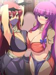  armpits assassin_(ragnarok_online) assassin_(ragnarok_online)_(cosplay) blush bow breast_press breasts cleavage cosplay hair_bow huge_breasts koakuma ky. long_hair mage_(ragnarok_online) mask multiple_girls patchouli_knowledge pelvic_curtain purple_eyes purple_hair ragnarok_online red_eyes red_hair smile sweat touhou underboob very_long_hair 