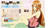  absurdres asuna_(sao) barefoot brown_hair chemise feet habe_takashi half_updo highres kirito leg_hug lisbeth long_hair long_legs magazine_scan official_art photo real_life scan seiyuu silica sitting smile sword_art_online tomatsu_haruka 