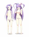  :q ;q alternate_hairstyle bare_shoulders barefoot blush breasts cleavage clone collarbone coo crescent crescent_hair_ornament flat_chest forehead full_body groin hair_ornament highres long_hair multiple_girls navel nipples one_eye_closed panties patchouli_knowledge purple_eyes purple_hair simple_background standing tongue tongue_out topknot touhou twintails two_side_up underwear very_long_hair white_background 