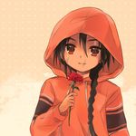  black_hair flower hood hoodie khamsin_nbh'w long_hair male_focus red_eyes rose scar shakugan_no_shana smile tachitsu_teto 