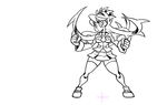  animated animated_gif filia_(skullgirls) greyscale kicking lab_zero_games monochrome official_art prehensile_hair samson_(skullgirls) skullgirls 