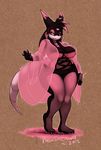  3_eyes breasts chubby clothed clothing female hair long_tail looking_at_viewer revadiehard skimpy solo thighs unknown_species wide_hips 