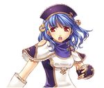  alia_(blazing_souls) blazing_souls blue_hair fingerless_gloves gloves hairband hirano_katsuyuki official_art open_mouth red_eyes serious short_hair solo spectral_(series) white_background 