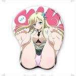  artist_request barefoot between_breasts black_neckwear blonde_hair blue_eyes blush boku_wa_tomodachi_ga_sukunai breasts butterfly_hair_ornament cleavage collarbone crotch_mousepad feet hair_ornament highres kashiwazaki_sena knees_on_chest large_breasts long_hair looking_at_viewer mousepad necktie necktie_between_breasts nervous official_art panties pink_panties pov_feet scan school_uniform simple_background soles solo st._chronica_academy_uniform toes underwear white_background wiggling_toes 