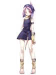  anklet arm_behind_back armlet barefoot blazing_souls character_request expressionless full_body hand_on_own_arm hirano_katsuyuki jewelry official_art purple_hair red_eyes short_hair skirt solo spectral_(series) white_background 