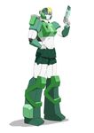  black blue_eye blue_eyes female female_robot green gun robot weapon white_skin yellow 