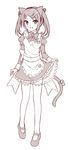  animal_ears bad_id bad_pixiv_id cat_ears character_request copyright_request fang long_hair mail monochrome peach_(momozen) solo tail thighhighs twintails 