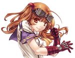  blazing_souls brown_eyes brown_hair gloves goggles goggles_on_head hirano_katsuyuki lyedia_(spectral_souls) official_art short_hair smile solo spectral_(series) twintails white_background 