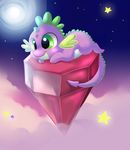  clouds cub cute dragon feral friendship_is_magic gem green_eyes jack-a-lynn male my_little_pony purple_scales solo spike_(mlp) stars young 