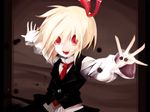  alternate_costume bad_id bad_pixiv_id blonde_hair bow darkness fang hair_bow hair_ribbon koumajou_densetsu long_sleeves looking_at_viewer necktie open_mouth outstretched_arms red_eyes ribbon rin_yuu rumia shirt short_hair solo touhou vest 