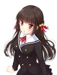  bad_id bad_pixiv_id black_hair blush frown himenokouji_akiko long_hair onii-chan_dakedo_ai_sae_areba_kankeinai_yo_ne philomelalilium red_eyes school_uniform short_hair simple_background solo upper_body white_background 