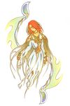  armor colored_pencil_(medium) dragoon dress ghost personification red_eyes red_hair shirley_(dragoon) simple_background solo the_legend_of_dragoon traditional_media white_background white_dress 