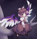  animal_ears asyura7 bird_wings branch brown_eyes earrings hat jewelry long_sleeves mystia_lorelei pink_hair puffy_sleeves short_hair sitting solo touhou tree wings 