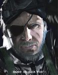  absurdres beard big_boss blue_eyes engrish eyepatch facial_hair gloves goggles goggles_on_head grey_hair highres makadamixa male_focus manly metal_gear_(series) metal_gear_solid:_ground_zeroes metal_gear_solid_v military military_uniform old portrait ranguage realistic serious solo uniform 