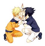  2boys black_hair hoshino_lily kiss male male_focus multiple_boys mushiba naruto uchiha_sasuke uzumaki_naruto yaoi 