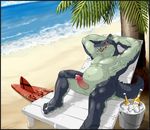  alligator anthro arms_behind_head beach beer beverage biceps blush chubby circumcised claws cum erection hindpaw humanoid_penis league_of_legends loung_chair lounge_chair lying male muscles nude on_back open_mouth palm_tree paws penis plantigrade raised_arm renekton reptile sand sandals scales scalie seaside sgpark_(pixiv) solo surfboard toes vacation 