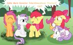  apple_bloom_(mlp) bushes crossgender cub cutie_mark_crusaders_(mlp) dazed-and-wandering dw1482 english_text equine eyes_closed female feral friendship_is_magic fur grass green_eyes group hair horn horse male mammal my_little_pony orange_fur outside pegasus pony purple_eyes ribbons scared scarf scootaloo_(mlp) square_crossover sweetie_belle_(mlp) text two_tone_hair unicorn white_fur wings wood yellow_fur young 