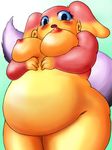  big_ears big_thighs blue_eyes blush breasts chubby female fluffy_tail looking_at_viewer nintendo nude open_mouth pok&#233;mon pok&eacute;mon sakanakaze solo teeth tooth video_games 