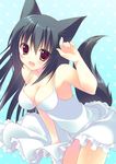  amanagi_seiji animal_ears bad_id bad_pixiv_id black_hair cat_ears long_hair original red_eyes solo tail 