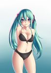  absurdres aqua_hair arms_behind_back bad_id bad_pixiv_id blue_eyes bra hatsune_miku highres long_hair looking_at_viewer navel panties solo twintails underwear underwear_only vocaloid yin-ting_tian 